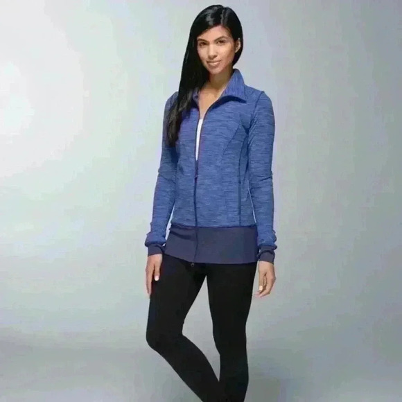 Lululemon athletica Asana jacket we are from space cadet blue zip up Sz 8 - Picture 1 of 12
